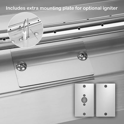 Stanbroil 36 x 6 Inch Linear Drop-in Natural Gas Fire Pit with Spark Ignition, 304 Stainless Steel Fire Pit Burner Insert for DIY Fire Table Backyard, 65,000 BTU'S Max