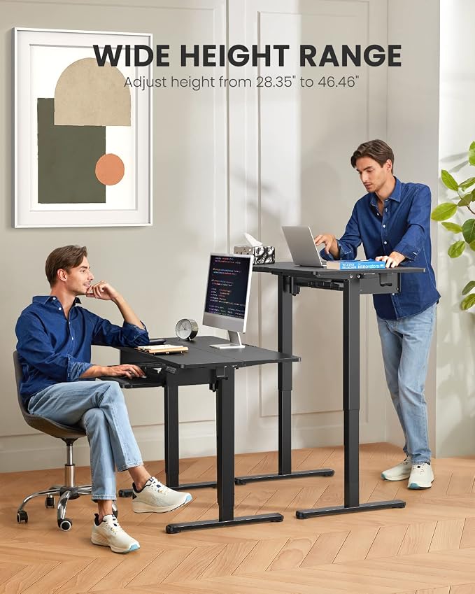 ErGear Electric Standing Desk with Full Size Keyboard Tray, Adjustable Height Sit Stand Up Desk, Home Office Desk Computer Workstation, 48x24 Inches, Black