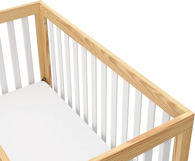 Storkcraft Beckett 3-in-1 Convertible Crib – GREENGUARD Gold Certified, Fits Standard Crib Mattress, Converts to Toddler Bed and Daybed, 4 Mattress Heights, Grow-with-Me Design (Natural and White)