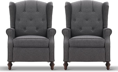 Wingback Recliner Chair with Massage and Heat Tufted Fabric Push Back Arm Chair, Recliner Chair for Living Room Bedroom Home Theater (2,Grey)