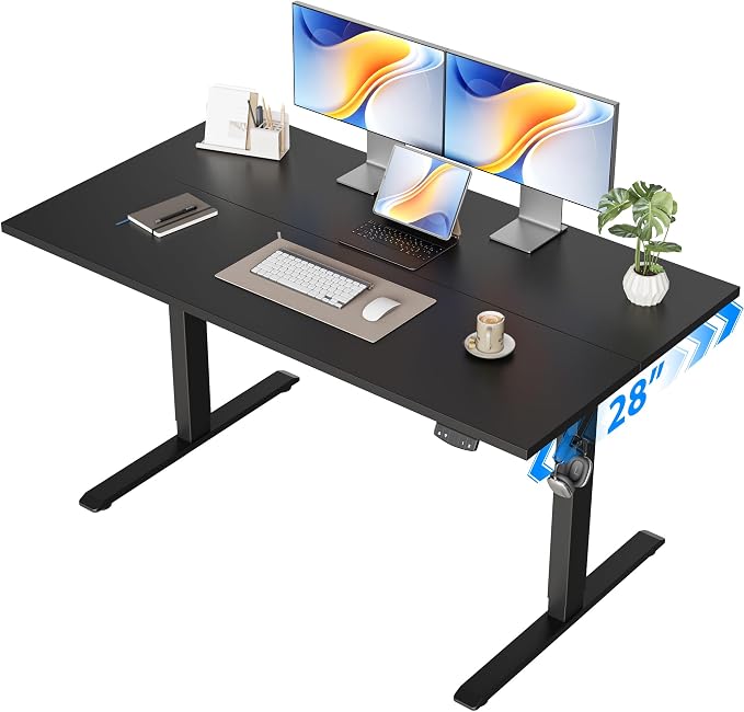 Agilestic Electric Standing Desk, 48 x 28 Inches Height Adjustable Desk, Sit Stand up for Work Office Home, Ergonomic Rising Computer Table with Memory Preset, Black