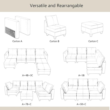 EASE MOOSE Faux Leather Sectional Couch with Storage,U Shaped Faux Leather Modualr Sofa Couch