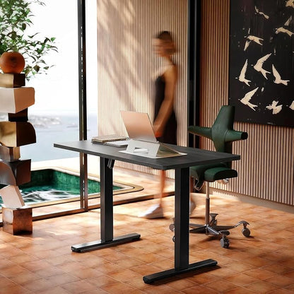 HUANUO 48" Small Electric Standing Desk Adjustable Height, 4 Memory Height Settings, Sit Stand Up Desk for Home Office & Computer Workstation, Grey