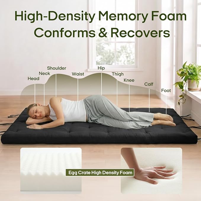 Syrinx Water Resistant Japanese Futon Mattress, King Size 80"x76", 4 Inch Thick Japanese Floor Mattress Tatami Mat, Foldable Floor Bed Sleeping Pad for Dormitory Guest Room Camping