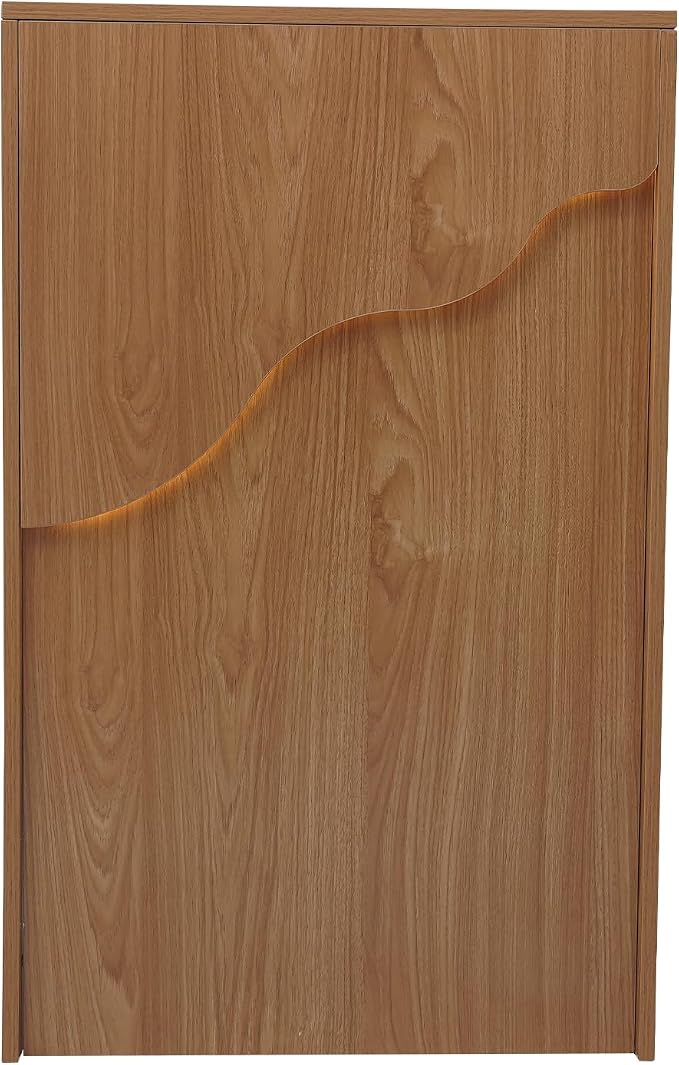 Reception Desk with Counter LED Light, Modern Front Desk with Lockable Drawer, Retail Checkout Counter for Clothing Store Lobby Beauty Salon, Oak Color