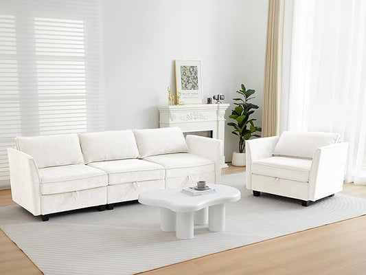 ORRD 2 Piece Modular Sectional Sofa Set, Convertible Couch with Storage, Sofa Modular for Living Room, Office (Beige)