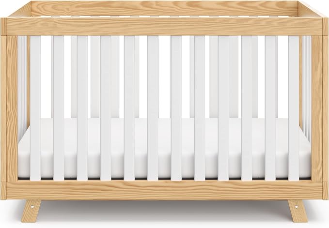 Storkcraft Beckett 3-in-1 Convertible Crib – GREENGUARD Gold Certified, Fits Standard Crib Mattress, Converts to Toddler Bed and Daybed, 4 Mattress Heights, Grow-with-Me Design (Natural and White)