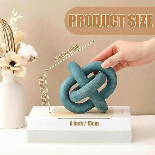 Yalikop 3 Link Wood Knot Decor Rustic Home Décor Accents Hand Carved Coffee Table Decoration, Boho Chain Link Decoration, Modern Shelf, Rustic Objects for Home Living Room Bedroom(Blue)