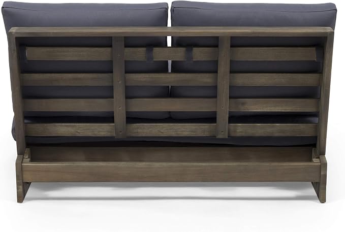 GDFStudio Noble House Sherwood Outdoor Acacia Wood Loveseat in Gray and Dark Gray