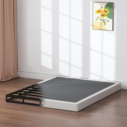 SHLAND Box Spring Queen - 3 Inch Heavy Duty Low Profile Metal Queen Box Springs for Bed, Mattress Foundation, Easy Assembly,Easy Clean Cover