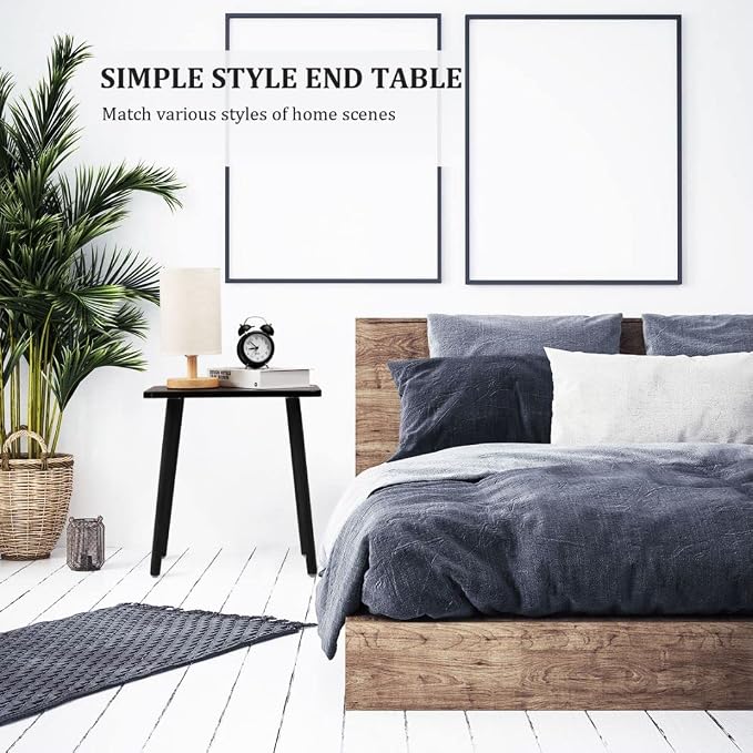 FORAOFUR Side Table, Modern Accent End Table with Wooden Legs, Easy to Assemble Mini Living Room Table for Sofa Bedroom, Minimalist Black Furniture for Small Apartments and Limited Spaces | Minimalist black wood legs, fits sofa/bedroom/living, compact,...