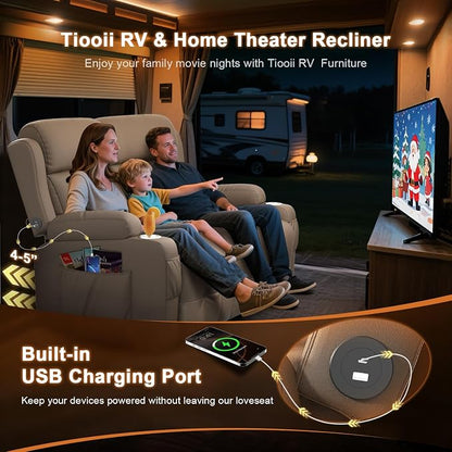 Loveseat Recliner Sofa, Home Theater Seating with Massage, Reclining Loveseats with Console, Wall Hugger RV Couch Movie Theater Chairs, RV Furniture Sofas with USB, Cup Holders, Drawer for Gaming Room