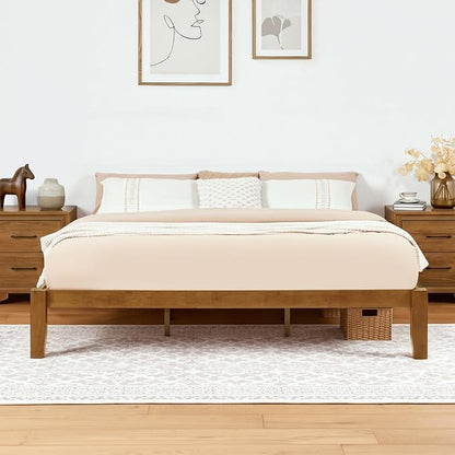 Softa Mikor King Japanese Joinery Bed Frame, Solid Rubberwood, 1500 Lbs Heavy Duty Slats Support, SGS Certified, 15Min No-Tool Setup, Under-Bed Storage, No Box Spring Needed, Noise-Free