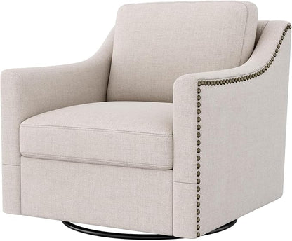 Swivel Accent Chair Set of 2，Armchair，Bronze Nail Decoration Comfy Living Room Chair,Single Sofa Chair，Reading Chairs,for Living Room Bedroom Reading Apartment (Cream, 2 Cream)
