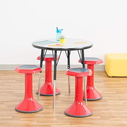Norwood Commercial Furniture Adjustable Height Classroom Activity Table for Kids & Adults, Round Activity Table for School and Home, 30" L x 30" W x 30" H, Gray
