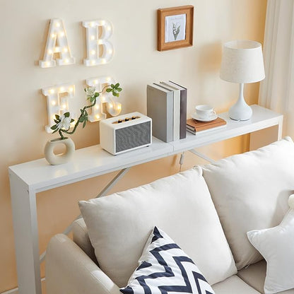 MAHANCRIS Console Table, 62.2" Long Sofa Table Behind Couch, Narrow Entryway Table, Farmhouse Dining Table with Angled Metal Frame, Industrial Console Table for Entryway, White CTWT15801