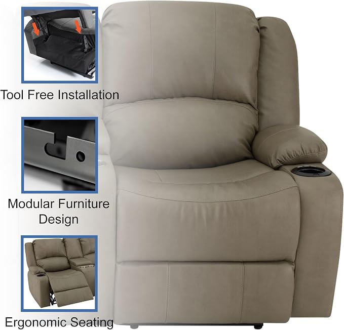 RecPro Charles 70" Powered Double RV Wall Hugger Reclining Sofa | Loveseat | RV Furniture (Putty)