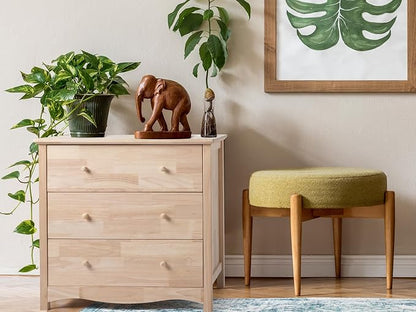 VINGLI Unfinished Natural Solid Wood 3 Drawer Dresser, Farmhouse Dressers & Chests of Drawers Color DIY Rubber Wood Dresser with Full Extension Drawer Slides & Wood Knobs Rustic Style