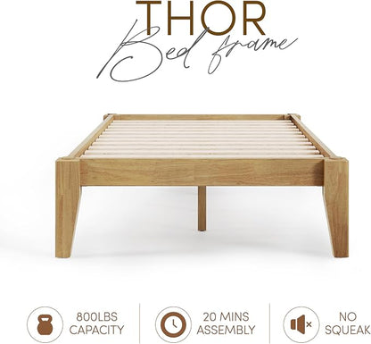 Thor Premium Solid Wood Bed Frame Twin XL, Japanese Joinery Bed Frame, Wood Slat Support, Platform Bed, No Box Spring Needed, Easy Assembly, Minimalist & Modern Style (Light Brown)