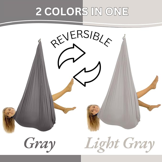 Double Layer Reversible Sensory Swing| Outdoor and Indoor Swing For Kids and Adults Up to 260 lbs | Autism Cocoon Swing | Kids Sensory Swing
