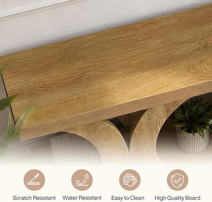 Tribesigns 70.87" Extra Long Entryway Bench, Farmhouse Entryway Bench with Shoe Storage, Wooden Seating with Curved Legs for Living Room, Bedroom, Hallway, Foyer, Easy Assembly