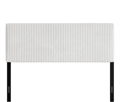 Queen Corduroy Velvet Upholstered Adjustable Headboard, White