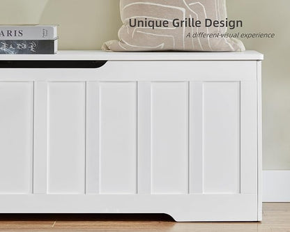 VANKILEY 51.2" Storage Chest Extra Large,Storage Bench with 2 Safety Hinges,Shoe Bench,51.2 * 15.7 * 19.1 inches,Wooden Trunk for Bedroom,livingroom,entryway,Supports 220 lb,Easy Assembly(White).