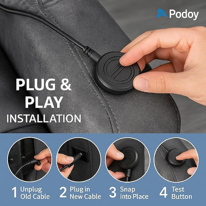 Power Recliner Chair Switching Replacement with 2 Button 5 Pin Plug for Electric Sofa Lift Chair,Round Hand Control Handset Lift Chair Remote Replacement