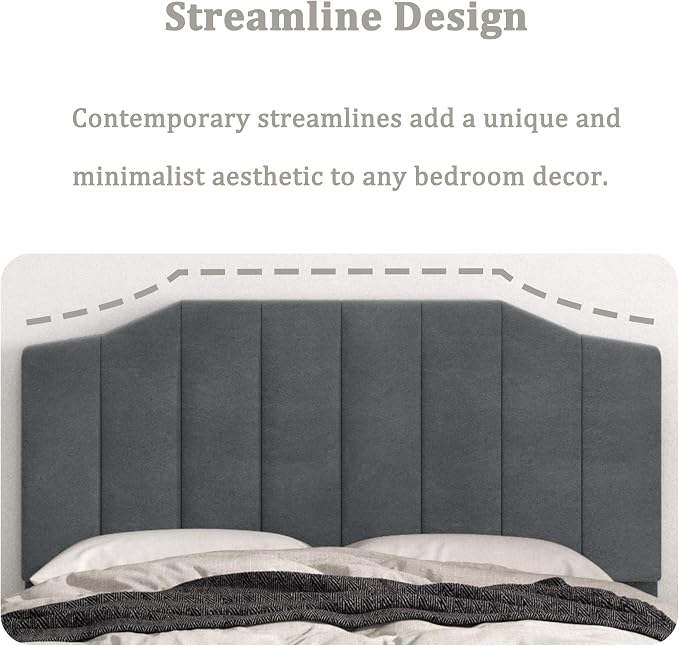 Befurtori Upholstered Accent Headboards (Dark Gray, Queen/Full)
