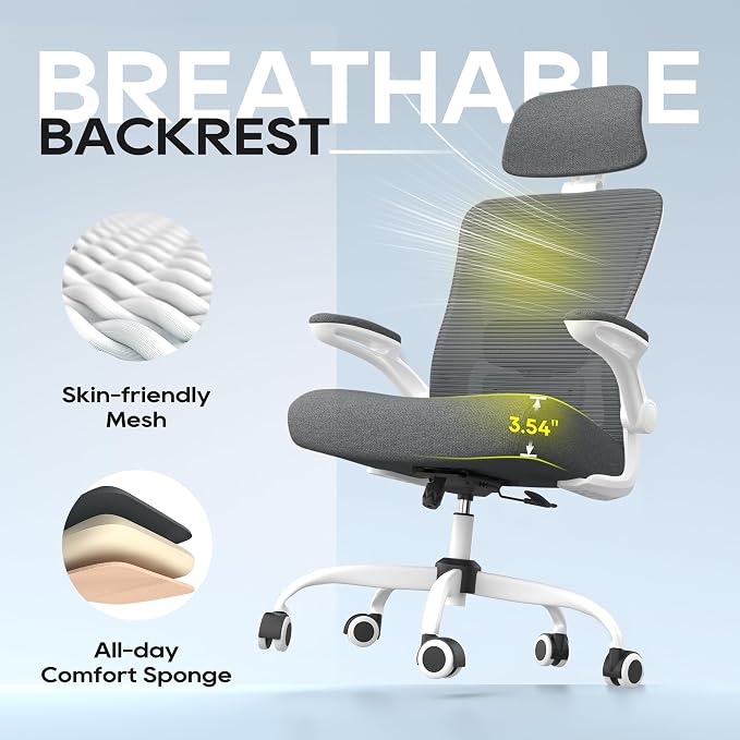 Ergonomic Office Chair for Long Hours, Full-Body Support, Relieve Neck & Back Pressure, 330LBS Capacity, Ideal for Home Office, Office & Study