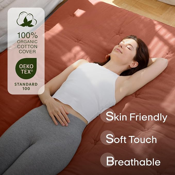 ZonLi Japanese Floor Futon Mattress Full Size 75"x 54", 100% Cotton Cover 2.5'' Thicken Tatami Mattress, Foldable Sleeping Pad, Portable Dormitory Tatami Mat, Roll Up Floor Lounger Bed for Adult