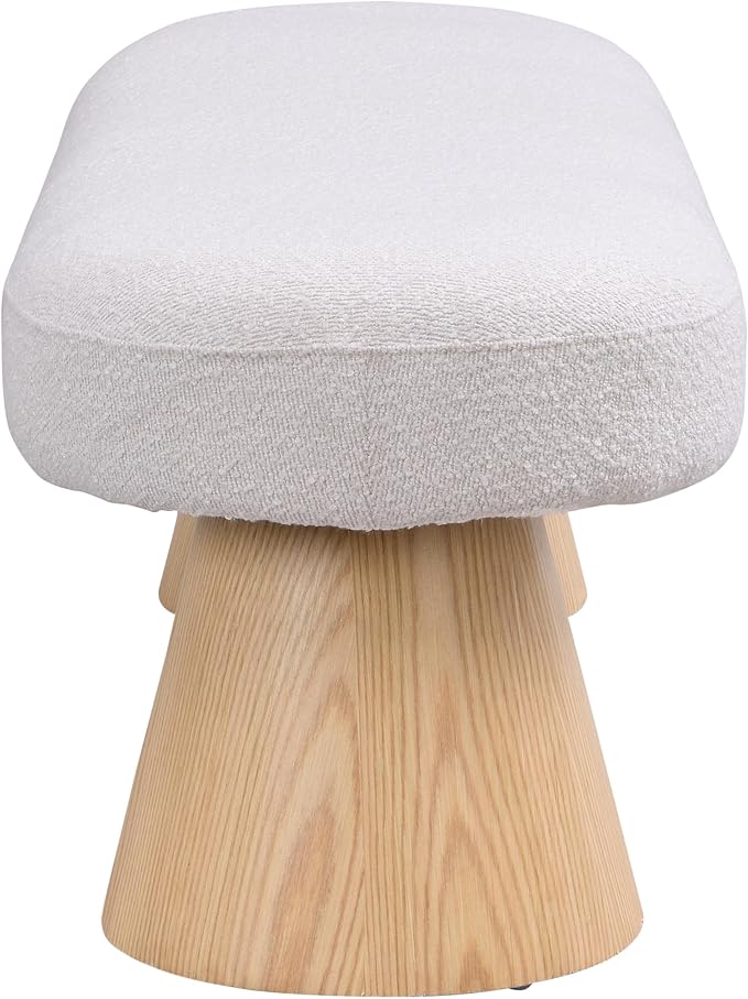 Virubi 49" Upholstered Dining Bench Boucle Ottoman, End of Bed Entryway Benches, Modern Dining Bench Shoe Stool for Indoor Bedroom Living Dining Room 300 LBS Weight Capacity (49" Beige)