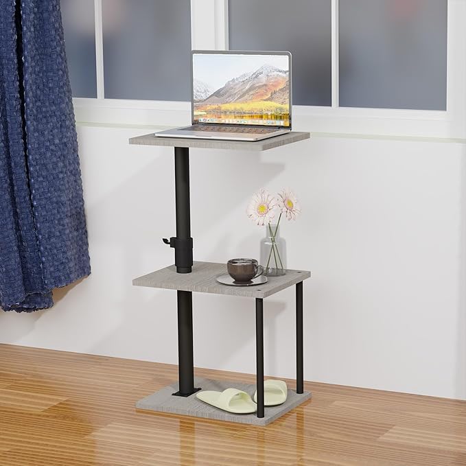 Faesun Swivel Side Table for Couch Arm, Height Adjustable C Table for Recliner or Bed, Tv Trays with Storage Shelf for Small Spaces- Small Nightstand Table for Living Room, Bedroom