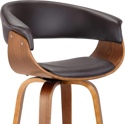 Armen Living Julyssa Mid-Century Swivel Counter Height Barstool, 26", Brown