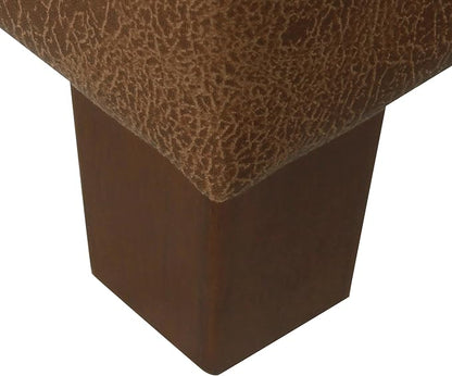 HomePop 40" Button Tufted Storage Bench - Distressed Brown Faux Leather