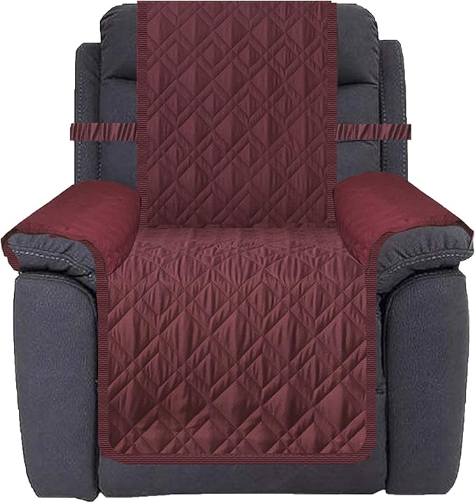 Ameritex Waterproof Nonslip Recliner Cover Stay in Place, Dog Chair Cover Furniture Protector, Ideal Recliner Slipcovers for Pets and Kids (Burgundy, 30'')