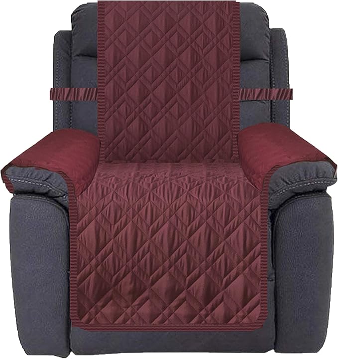 Ameritex Waterproof Nonslip Recliner Cover Stay in Place, Dog Chair Cover Furniture Protector, Ideal Recliner Slipcovers for Pets and Kids (Burgundy, 23")