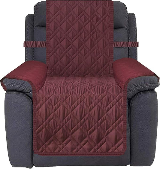 Ameritex Waterproof Nonslip Recliner Cover Stay in Place, Dog Chair Cover Furniture Protector, Ideal Recliner Slipcovers for Pets and Kids (Burgundy, 23")