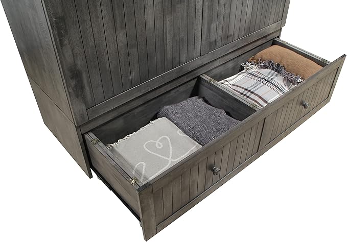 Mega Solutions Murphybedz Tuscany Murphy Cabinet Chest Bed with Charging Station 6 Inch (Galaxy Grey, Queen)