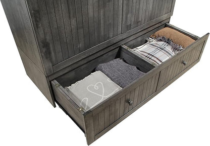 Mega Solutions Murphybedz Tuscany Murphy Cabinet Chest Bed with Charging Station 6 Inch (Galaxy Grey, Queen)
