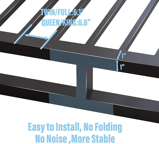 Bilily 10 Inch Full Size Bed Frame with Steel Slat Support,Low Profile Full Metal Platform Bed Frame Support Mattress Foundation,Heavy Duty,No Box Spring Needed,Easy Assembly,Noise Free
