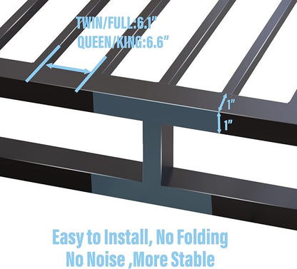 Bilily 6 Inch Twin Bed Frame with Steel Slat Support,Low Profile Twin Metal Platform Bed Frame Support Mattress Foundation,Heavy Duty,No Box Spring Needed,Easy Assembly,Noise Free
