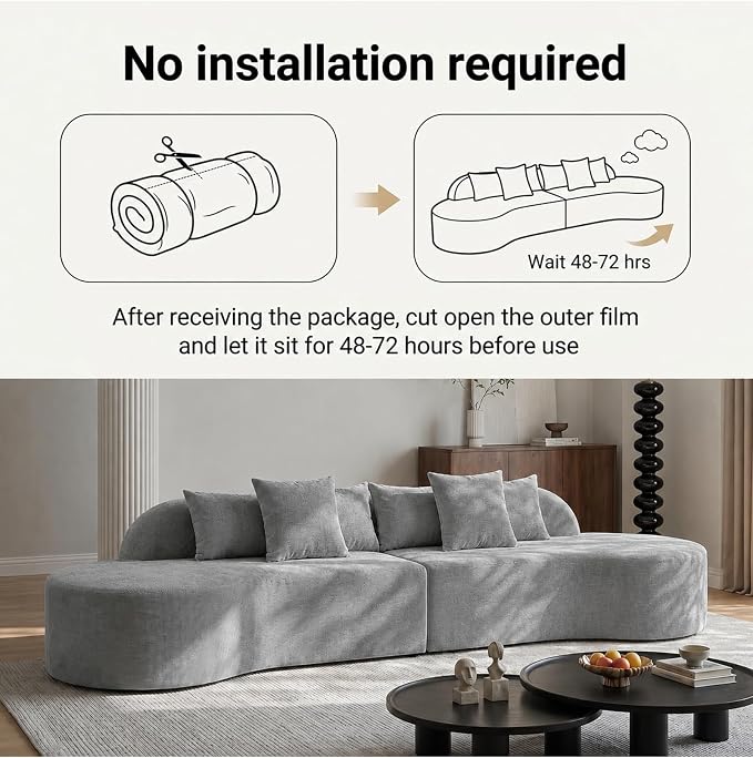 Oversized Modern Curved Cloud Couch Sectional, Boneless Compression Sofa, Modular Sectional Couches, High Density Foam Deep seat Couch with Pillows, Corduroy Sofa for Living Room Office