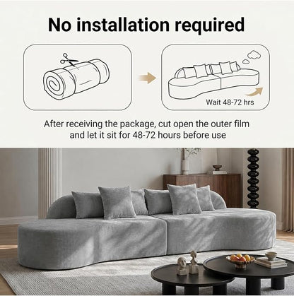 Oversized Modern Curved Cloud Couch Sectional, Boneless Compression Sofa, Modular Sectional Couches, High Density Foam Deep seat Couch with Pillows, Corduroy Sofa for Living Room Office