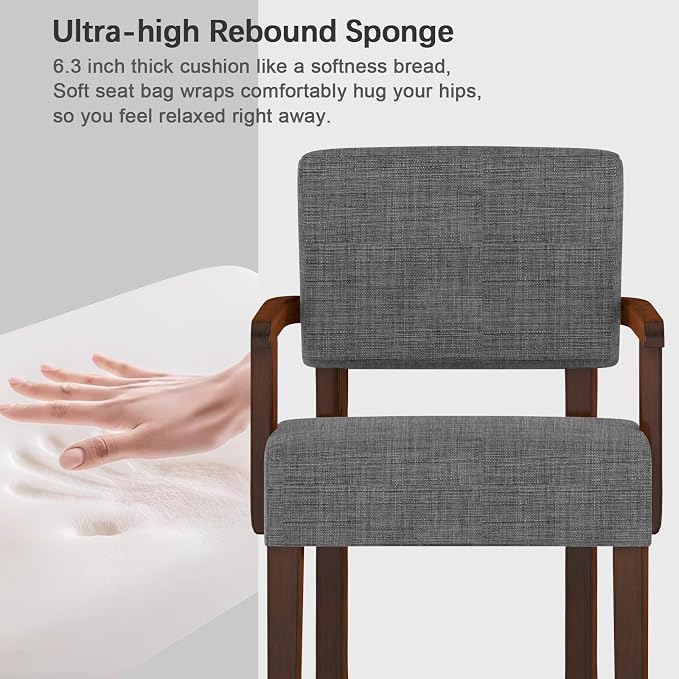 FAGAGA Accent Chair,Armchairs with Solid Wood Frame and Legs,Upholstered Reading Leisure Chair for Bedroom,Office,Waiting Room (Linen, Gray, One Chair)