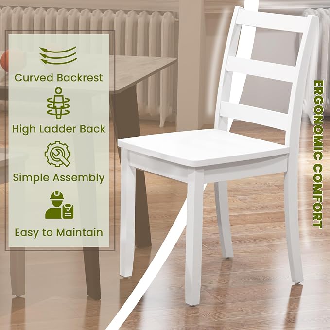 NAFORT Solid Wood Dining Chairs Set of 4, High Ladder Back Kitchen Side Chair with Max Load of 400 Lbs, Modern Dining Room Chairs for Kitchen and Dining, Living Room, Home Workspace, Restaurant