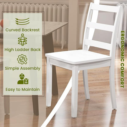 NAFORT Wood Dining Chairs Set of 6, High Ladder Back Kitchen Side Chair with Solid Rubber Wood Legs, Max Load of 400 Lbs, Modern Restaurant Chairs for Kitchen and Dining, Home Workspace