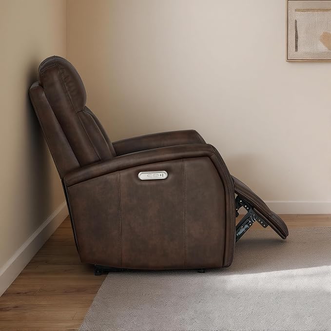 KISLOT Wall Hugger Power Recliner Chair with USB & Type-C Ports Faux Leather Recliner 135° Reclining Small Space Electric Sofa for RV Living Room Bedroom