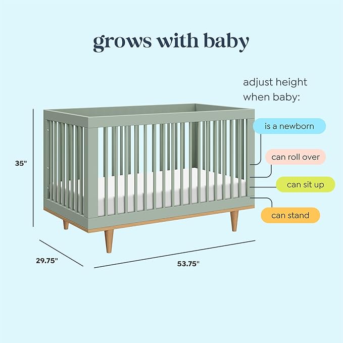 Davinci Marley 3-in-1 Convertible Baby Crib, Light Sage | GREENGUARD Gold Certified, FSC Certified, Converts to Toddler Bed & Daybed, 4 Adjustable Mattress Heights - Easy Assembly