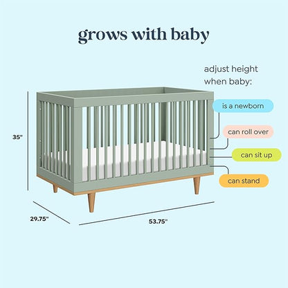 Davinci Marley 3-in-1 Convertible Baby Crib, Light Sage | GREENGUARD Gold Certified, FSC Certified, Converts to Toddler Bed & Daybed, 4 Adjustable Mattress Heights - Easy Assembly